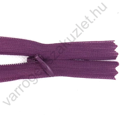 padlizsán színű, 60 cm rejtett cippzár