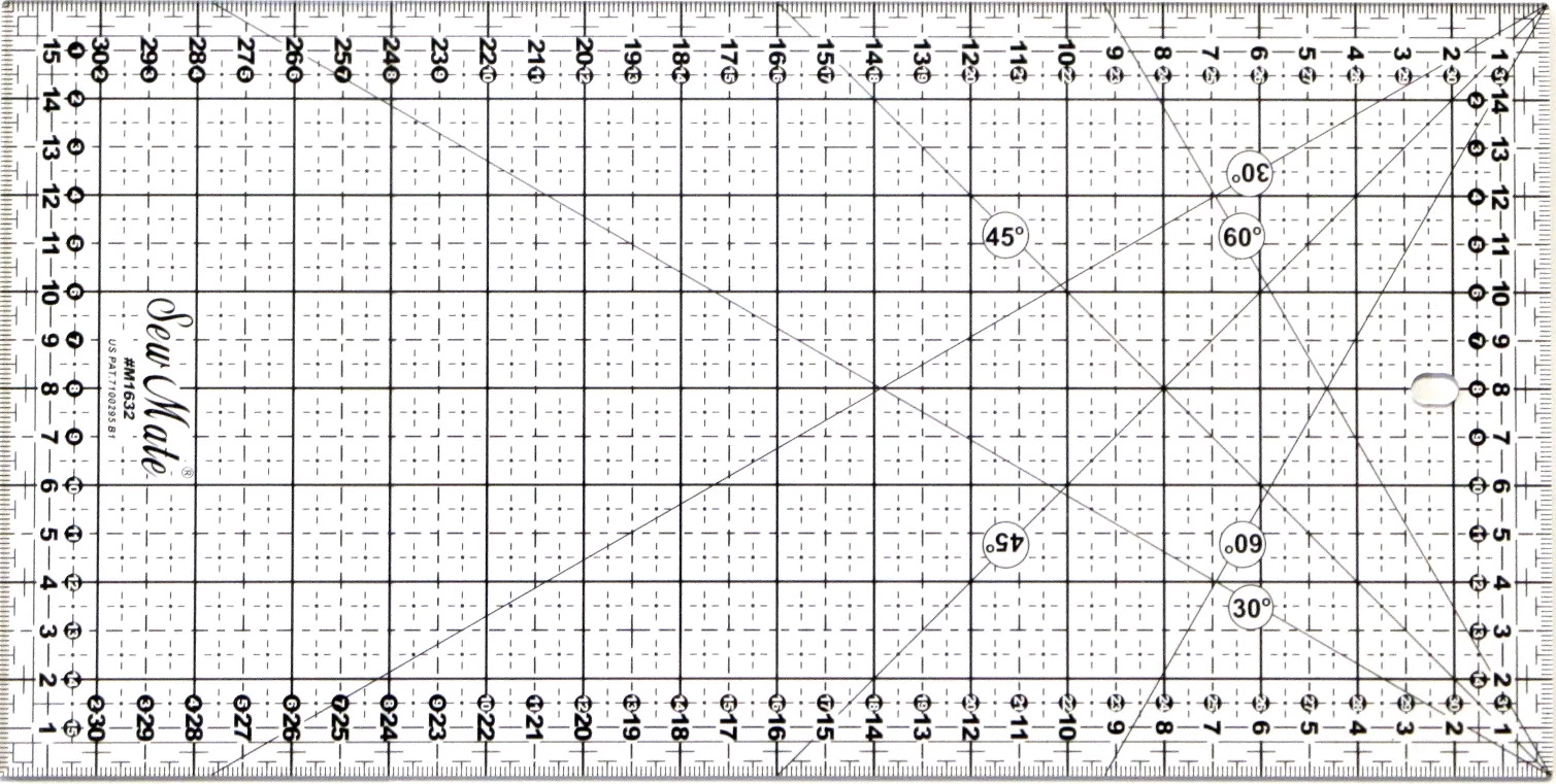 Sew Mate 16x32 cm vonalzó  - fekete - M1632BK